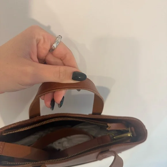 NWT Madewell Small Transport Leather Brown Tote Bag - Picture 6 of 8